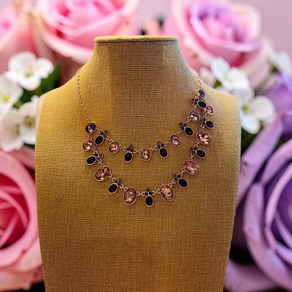Gloria Vanderbilt Necklace Oink a& Purple Glass Necklace NWT